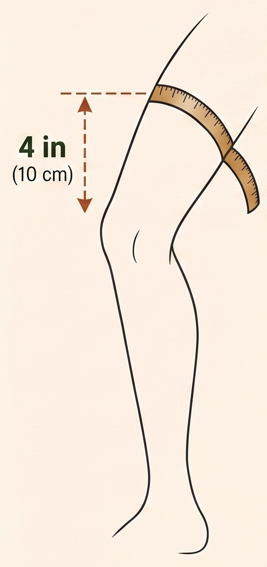 Where to measure your thigh above the kneecap
